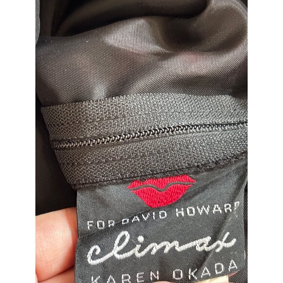 Vintage 80s Karen Okada Black Mini Dress Sequins V-Neck Size 7/8 Fit & Flare - Picture 7 of 9